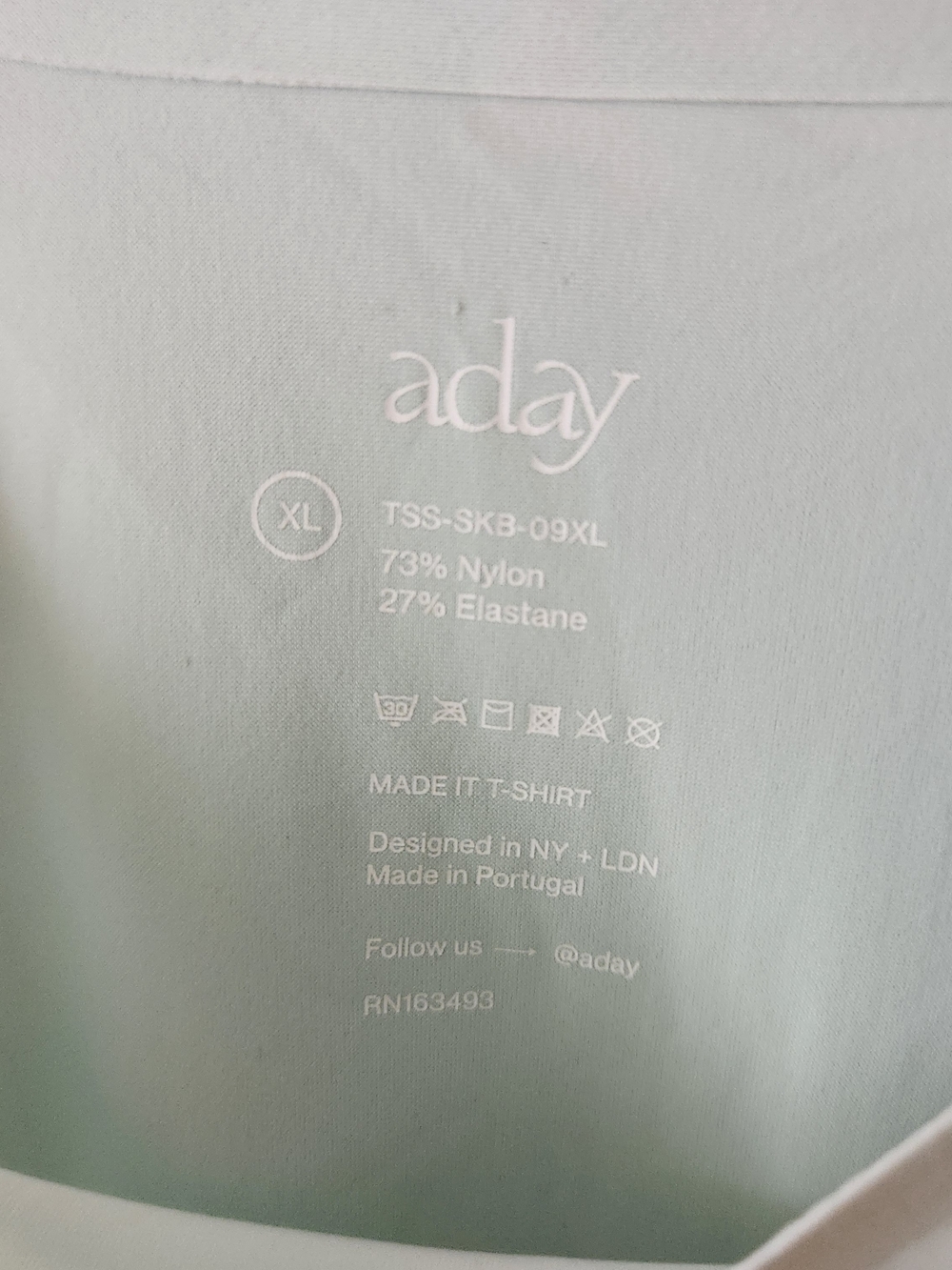 ADAY "Made It T-Shirt" Short Sleeve Made in Portugal Light Seafoam green XL - Picture 3 of 5
